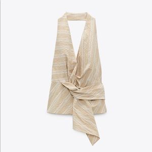 Zara Beige Striped Halter Top in XS NWT